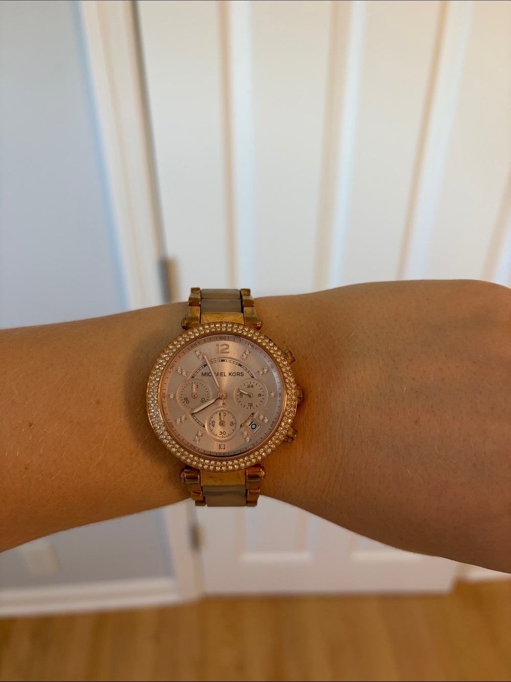 Michael Kors Rose Gold Crystal-Accent Women's Bracelet Watch